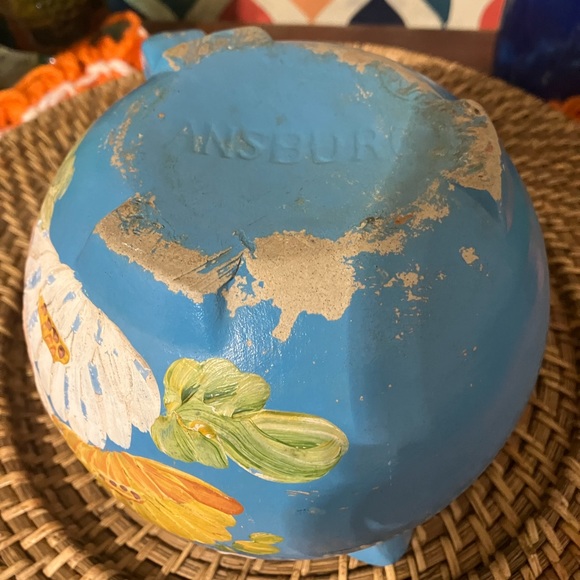 Rare Vintage Ransburg Sky Blue Hand Painted Floral Pitcher - Picture 7 of 9